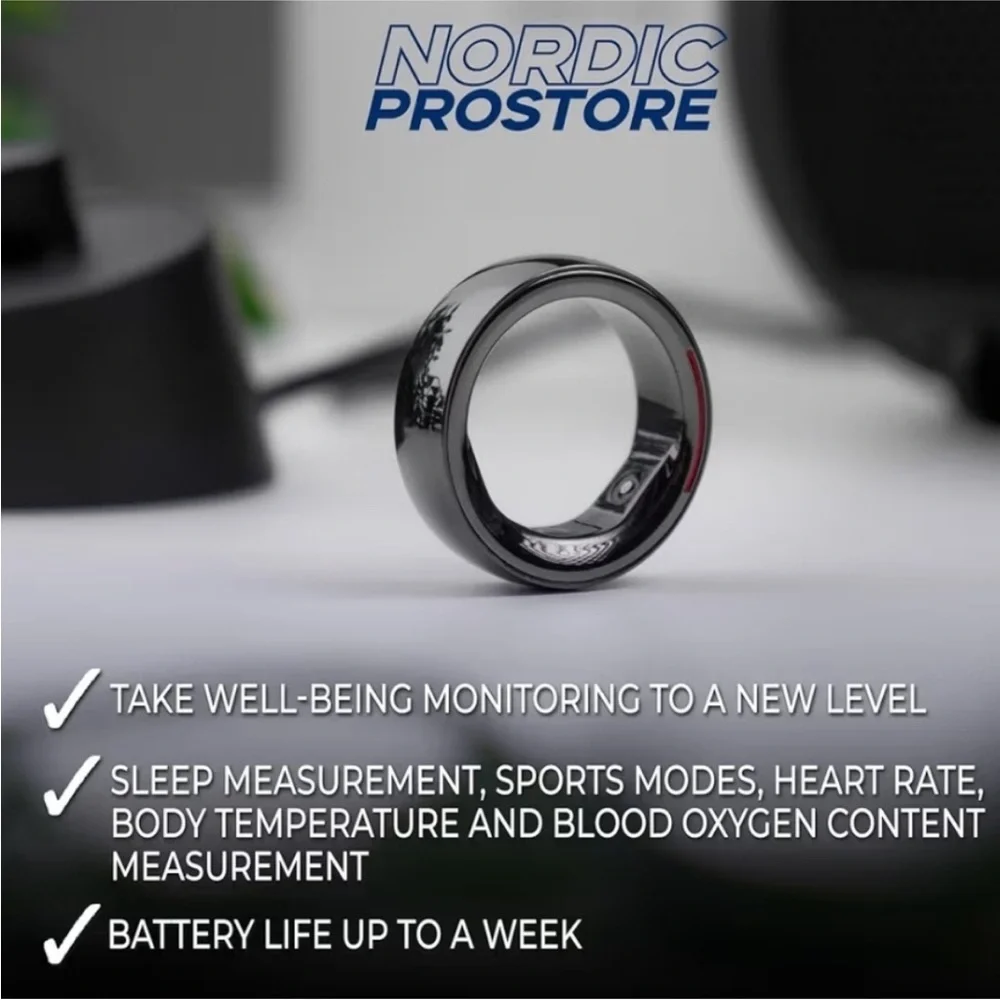 NIB* ODO Smart Ring - Black Size 7 (55mm) Health Monitoring. w Charger.